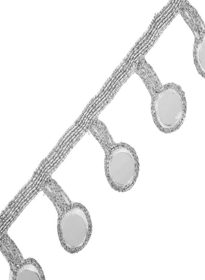 CORIOX Shiny Mirror Lace 9 Meter Border for Dresses, Sarees, Suits, Blouses, Dupattas, Bags, Art and Craft (Silver) - Image 5